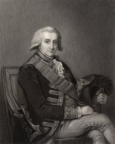Almirante George Brydges Rodney, grabado por J. Cochran, de 